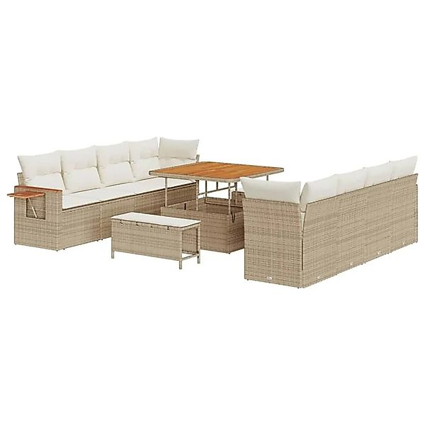 vidaXL Gartensofa-Set mit Kissen 12 Stk Beige und Creme Poly-Rattan 3365106 günstig online kaufen