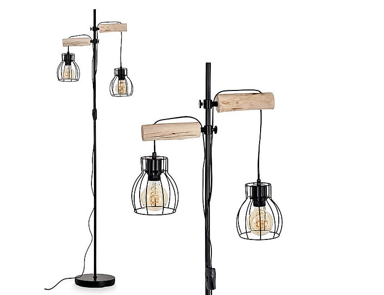 hofstein Stehlampe »Aprica« Vintage Stehleuchte aus Metall/Holz in Schwarz/ günstig online kaufen