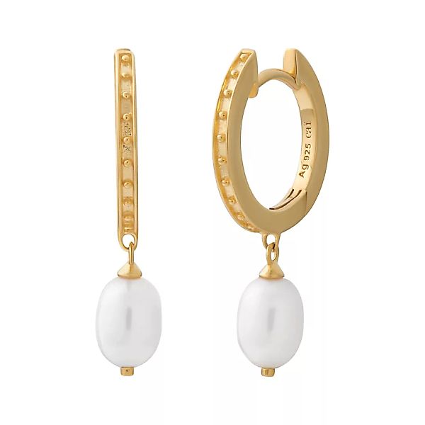 CAÏ Paar Creolen "925 Silber vergoldet Perlen Anhänger" günstig online kaufen