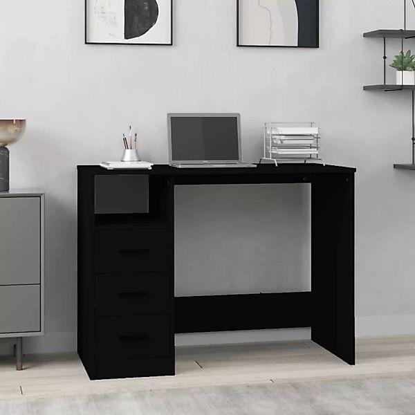 Vidaxl Schreibtisch Mit Schubladen Schwarz 102x50x76 Cm Holzwerkstoff günstig online kaufen
