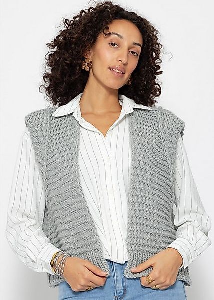 SASSYCLASSY Strickweste Strickweste Damen mit strukturierten Schultern Offe günstig online kaufen