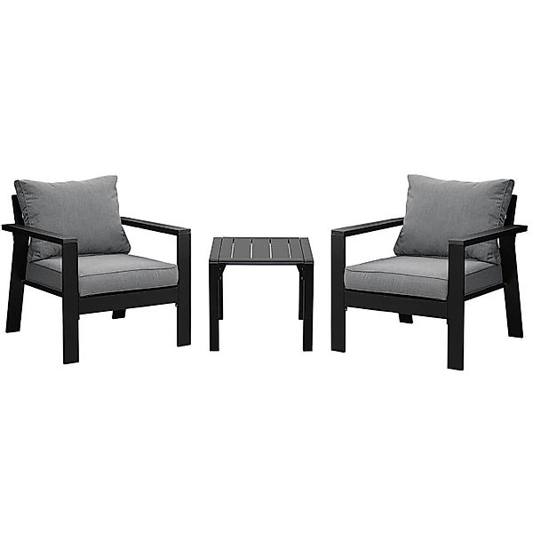 MeXo Wetterfeste Terrassenmöbel Sitzgruppe für 2 Personen Schwarz günstig online kaufen