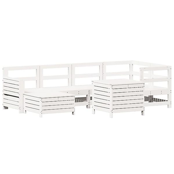 vidaXL 7-Tlg Garten-Sofagarnitur Weiß Massivholz Kiefer 3250969 günstig online kaufen