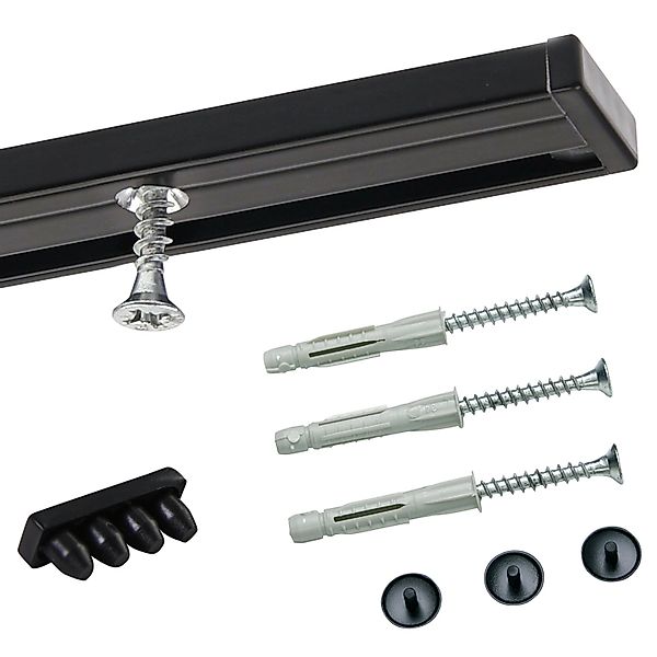 Deco-Raum Gardinenschiene nach Maß 1-Lauf Deckenmontage Minimal Schwarz 170 günstig online kaufen