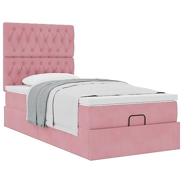 vidaXL Bett Ottoman-Bett mit Matratzen Rosa 90x200 cm Samt günstig online kaufen