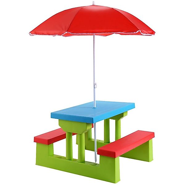 COSTWAY Kindersitzgruppe Sitzgarnitur, Kindertisch, mit Sonnenschirm günstig online kaufen