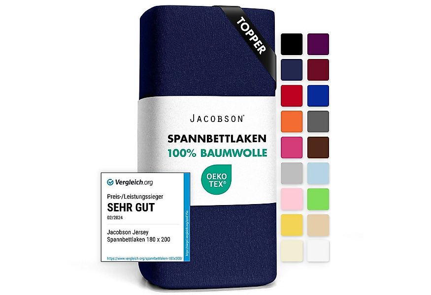 Jacobson Spannbettlaken TOPPER aus 100% Baumwolle, Jersey Bettlaken 160 g/m günstig online kaufen