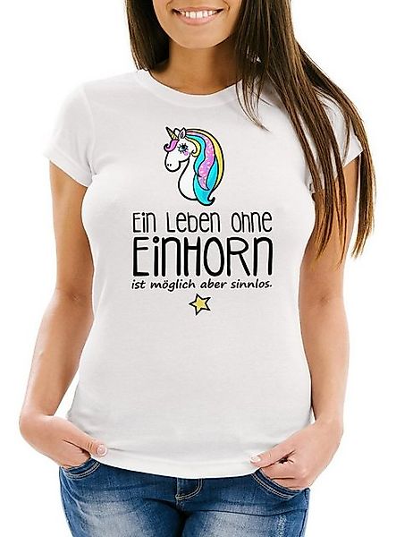 MoonWorks Print-Shirt Damen T-Shirt - Ein Leben ohne Einhorn ist möglich ab günstig online kaufen