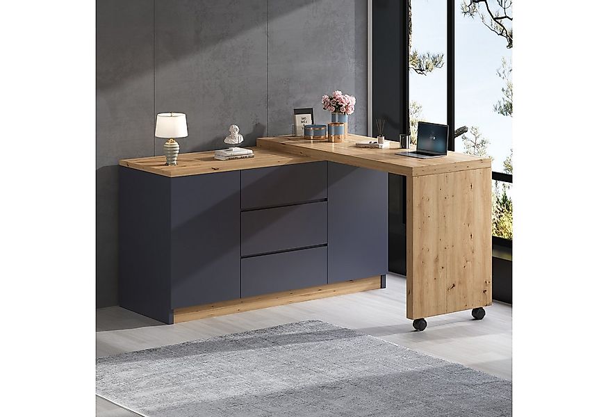 Ulife Eckschreibtisch mit feststellbaren Rollen – multifunktionales Design günstig online kaufen