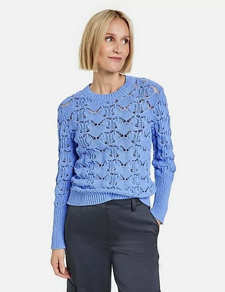 GERRY WEBER Rundhalspullover Pullover mit dekorativem Lochstrick günstig online kaufen