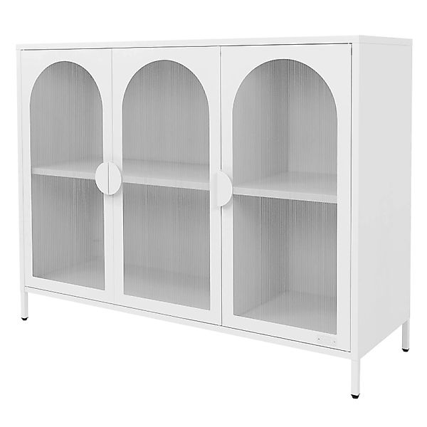 ML-Design Vitrinenschrank aus Stahl 120x93x40 cm Weiß mit 3 Türen günstig online kaufen