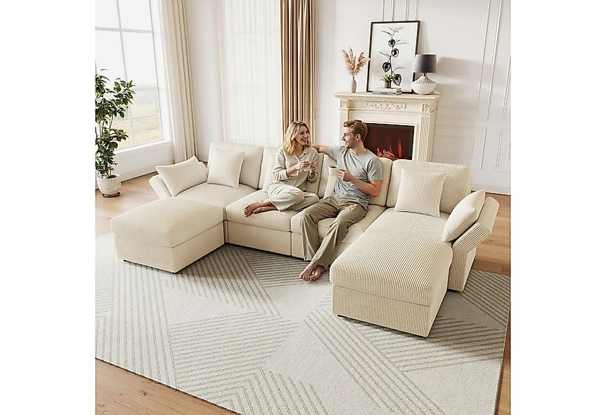 i@home Ecksofa 4-Sitzer-Sofa, U-förmiges/L-förmiges Ecksofa, mit verstellba günstig online kaufen