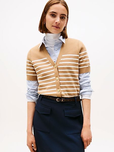 Tommy Hilfiger Strickjacke "CO JERSEY MID GG GOLD BTN CARDI", mit goldfarbe günstig online kaufen