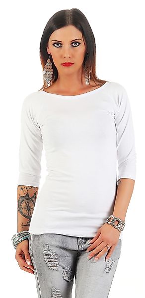 Mellice 3/4-Arm-Shirt Damen Longshirt U-Boot Ausschnitt günstig online kaufen
