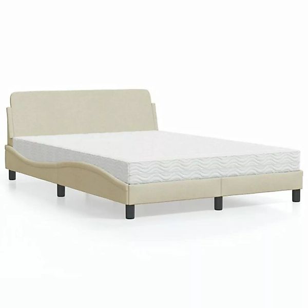 vidaXL Bett Bett mit Matratze Creme 140x190 cm Stoff günstig online kaufen