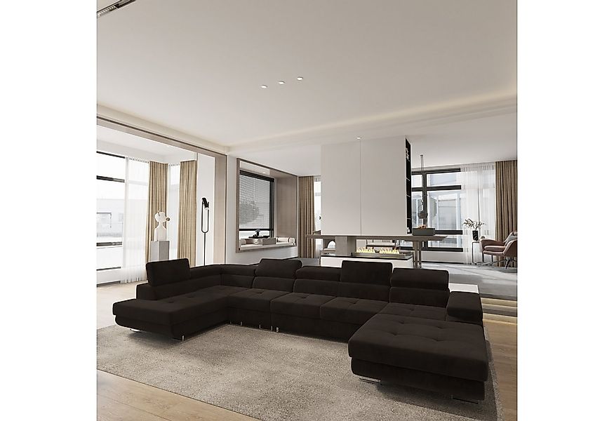 Masseno Ecksofa VELORA mit Schlaffunktion U-Form, Sofa mit Bettkasten günstig online kaufen