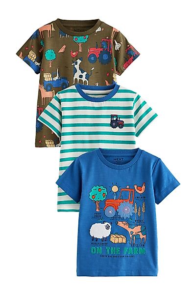 Next T-Shirt 3er-Pack Kurzarm-T-Shirts mit Applikation günstig online kaufen