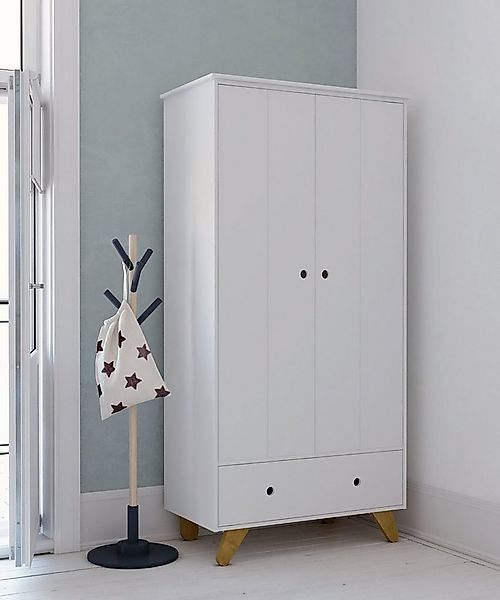 TPFLiving Kinderkleiderschrank Lund - Kleiderschrank für Kinder aus Pinienh günstig online kaufen