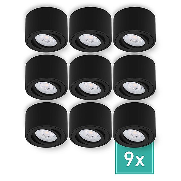 Oktaplex 9er Set Deckenspot Lile S inkl. LED-Module Dimmbar Neutralweiß 400 günstig online kaufen