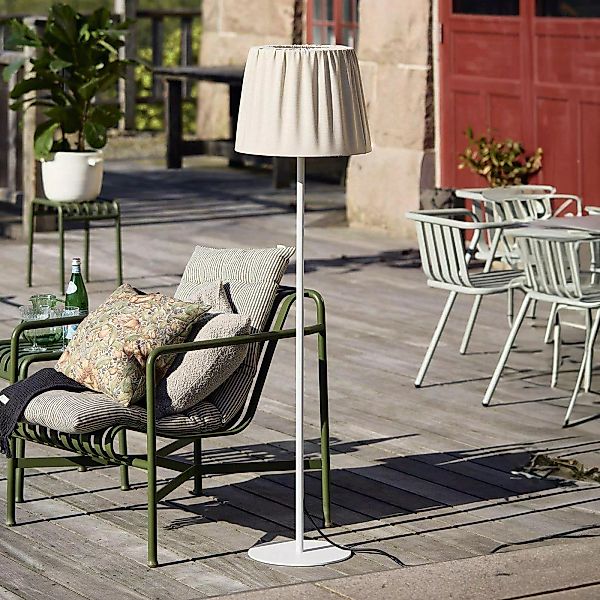 PR Home Agnar Terrassen Outdoor Stehlampe Textil Beige IP44 156x40cm E27 günstig online kaufen