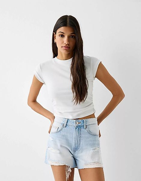 Bershka Jeansshorts Mit Rissen Damen 34 Hellblau günstig online kaufen