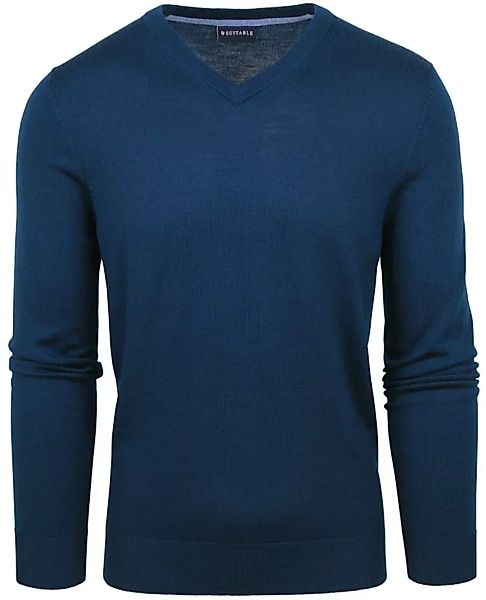 Suitable Merino Pullover V-Ausschnitt Indigo Blau - Größe M günstig online kaufen