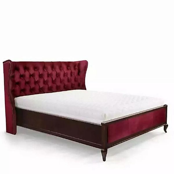 JVmoebel Bett Klassisches Chesterfield Bett Luxus Rot Doppel Bett Holz Möbe günstig online kaufen