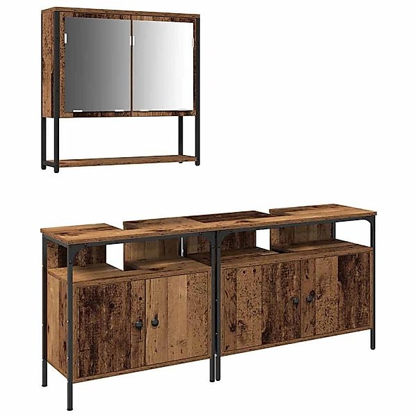 vidaXL Badezimmermöbel-Set mit Regal mit Tür 3-Tlg Braun Holzwerkstoff 3332 günstig online kaufen