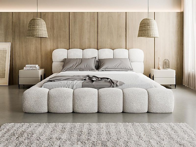 Compleo Polsterbett BUBBLE boucle Designerbett 140/160/180x200 BIZU, Wolken günstig online kaufen