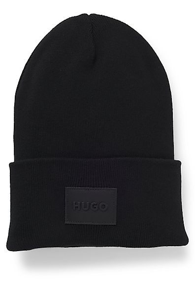 HUGO Strickmütze "Xevon", mit Label-Aufnäher, Baumwolle günstig online kaufen