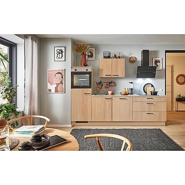 pino Küchenzeile 280 cm Eiche Aviva Anschlag,inks 1 Geräteschrank günstig online kaufen