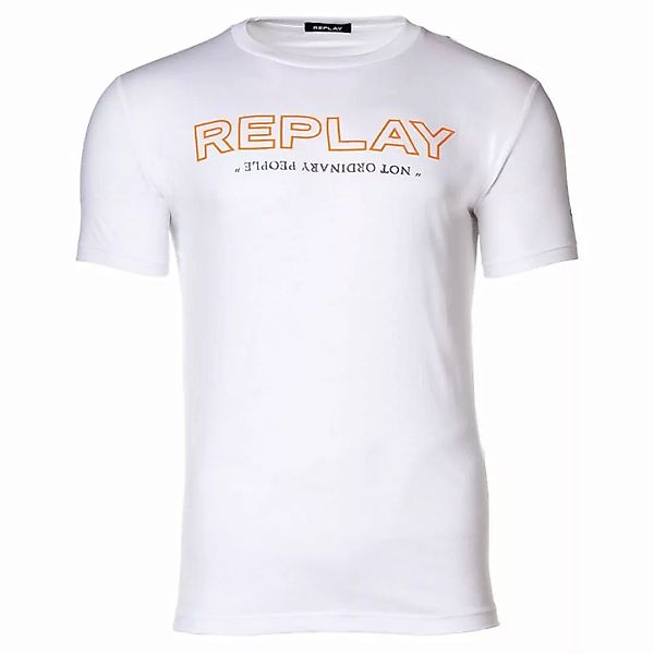 REPLAY Herren T-Shirt - 1/2-Arm, Rundhals, Logo-Print, Baumwolle, Jersey günstig online kaufen