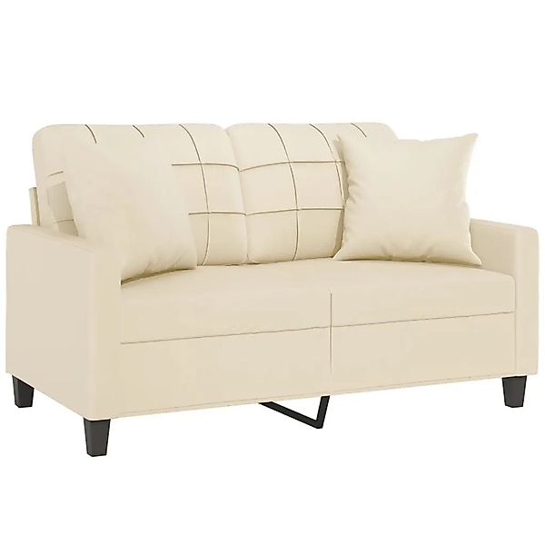 vidaXL 2-Sitzer-Sofa mit Zierkissen Creme 120 cm Kunstleder 3200799 günstig online kaufen
