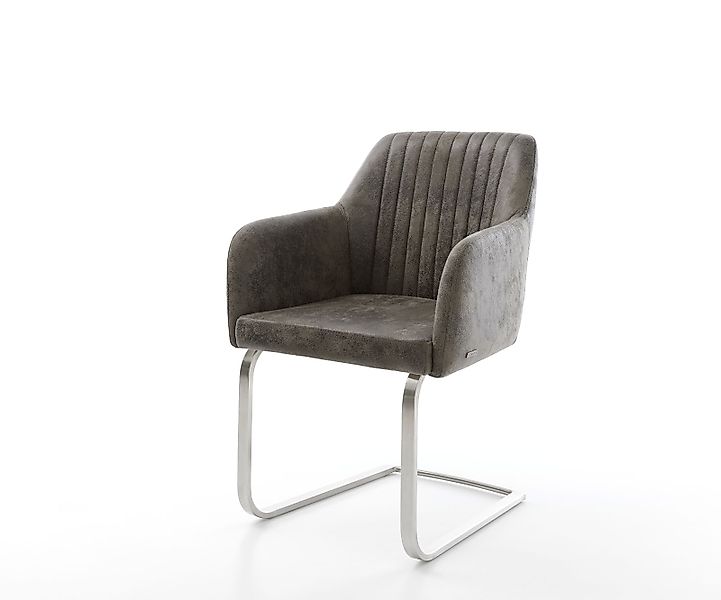 Freischwinger Greg-Flex Mikrofaser Grau Antik Freischwinger flach Edelstahl günstig online kaufen