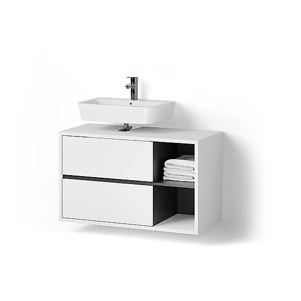 Livinity® Waschbeckenunterschrank Vomano, Weiß/Anthrazit, 100 x günstig online kaufen