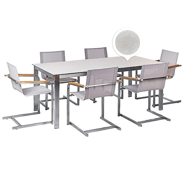 Beliani Gartentisch Set COSOLETO Weiss Silber Beige günstig online kaufen