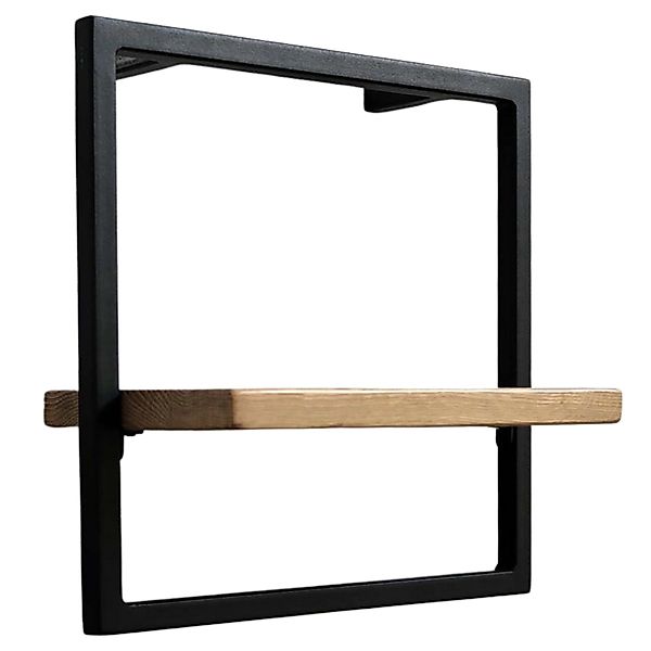 holz4home® Wandregal Eiche Hellgrau mit Metallrahmen Schwarz I Ohne Baumkan günstig online kaufen