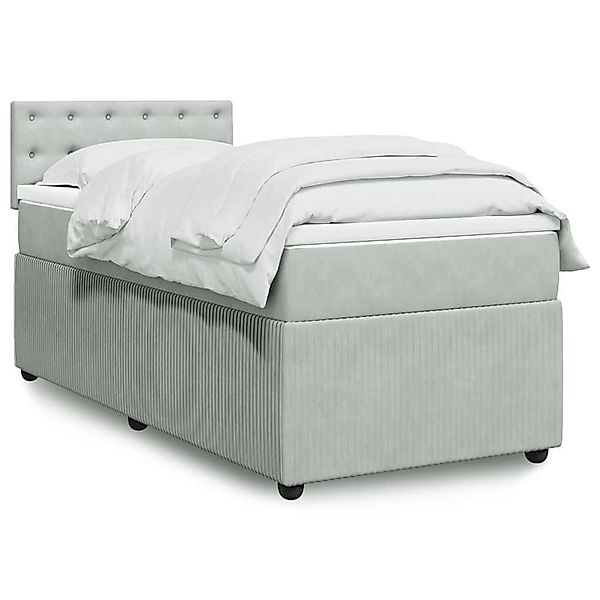 vidaXL Boxspringbett mit Matratze Hellgrau 100x200 cm Samt 3289974 günstig online kaufen