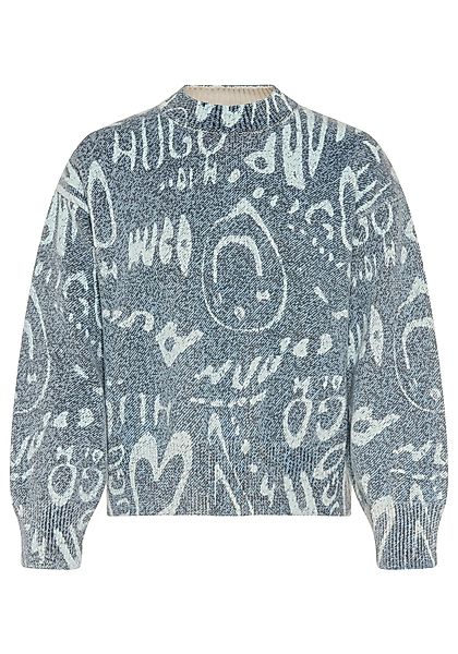 HUGO Blue Strickpullover "Slicary" mit Allover-Muster, oversize günstig online kaufen