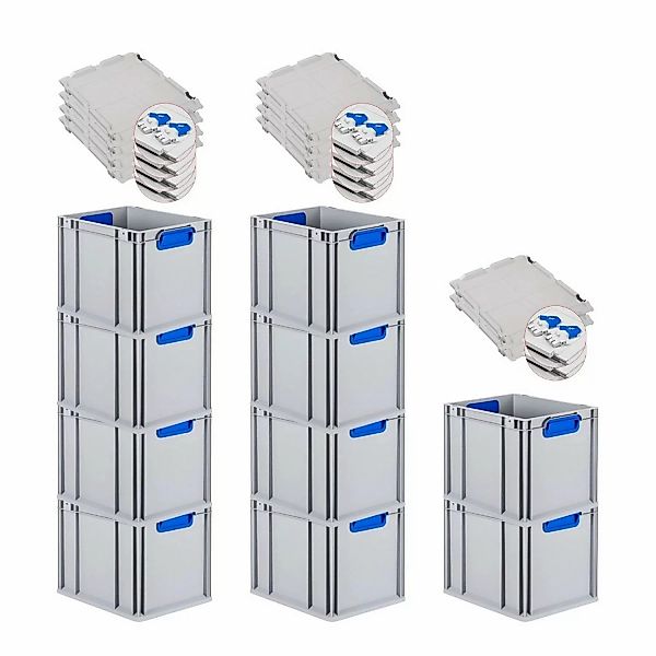 PROREGAL Spar Set 10x Eurobox Nextgen Color Mit Scharnierdeckel & Schiebesc günstig online kaufen