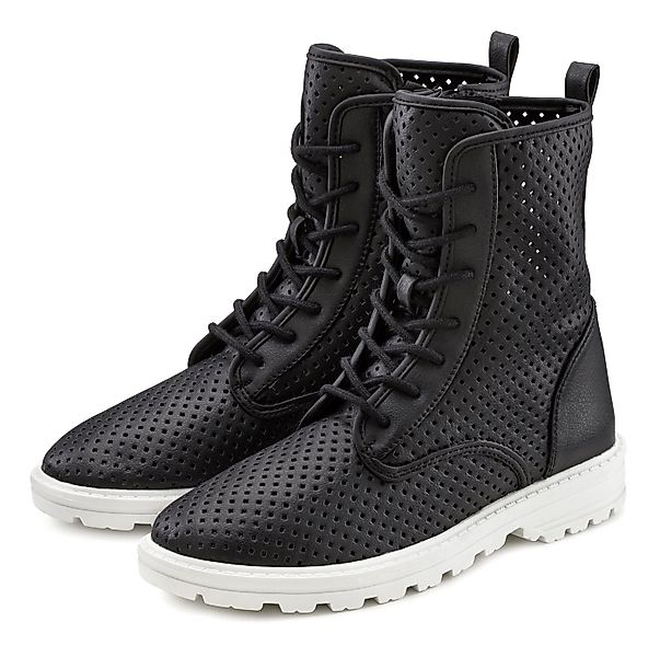LASCANA Stiefelette zum Schnüren mit modischen Cut-Outs, Stiefel, Boots, Hi günstig online kaufen
