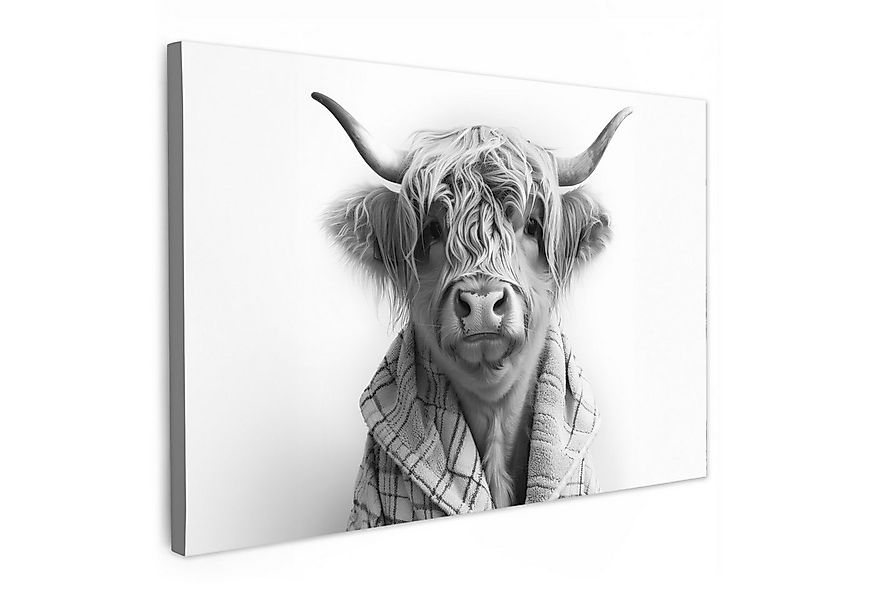 OneMillionCanvasses® Leinwandbild Scottish Highlander - Kuh - Bademantel - günstig online kaufen