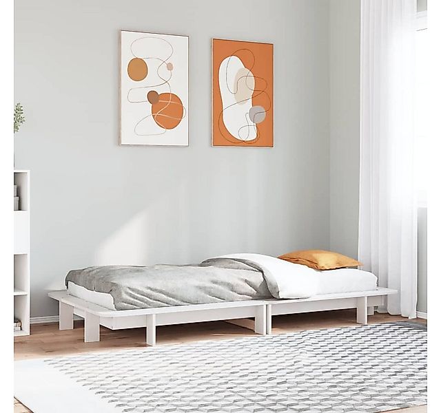 vidaXL Bett, Massivholzbett ohne Matratze Weiß 100x200 cm Kiefernholz günstig online kaufen