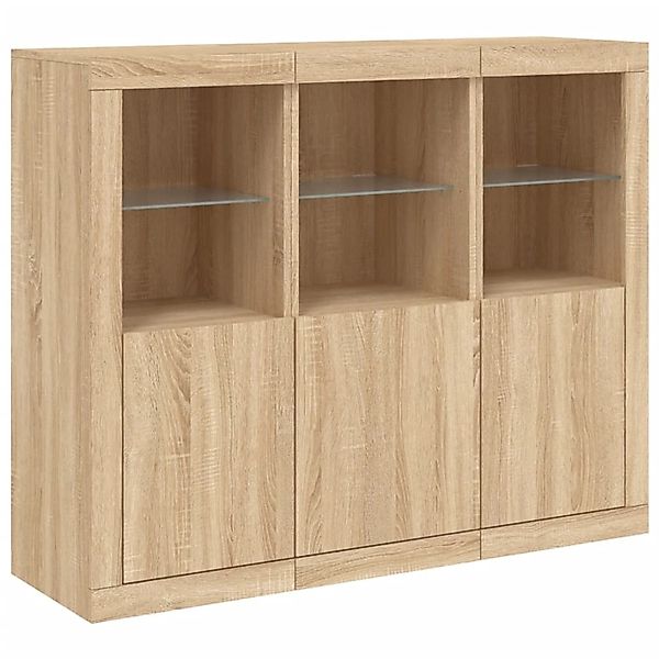 vidaXL Sideboards mit LED-Leuchten 3 Stk Sonoma-Eiche Holzwerkstoff 3209102 günstig online kaufen