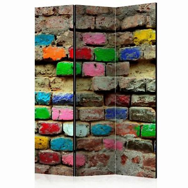 artgeist Paravent Colourful Bricks [Room Dividers] mehrfarbig Gr. 135 x 172 günstig online kaufen