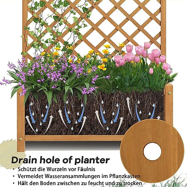 KOMFOTTEU Blumenkasten Hochbeet, mit Rankgitter, 90x44,5x180,5 günstig online kaufen