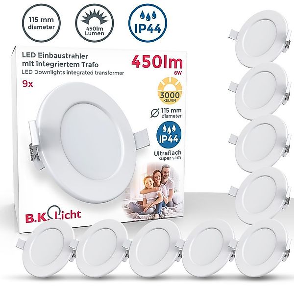 B.K.Licht LED Einbaustrahler Bad Einbauleuchten 9er günstig online kaufen