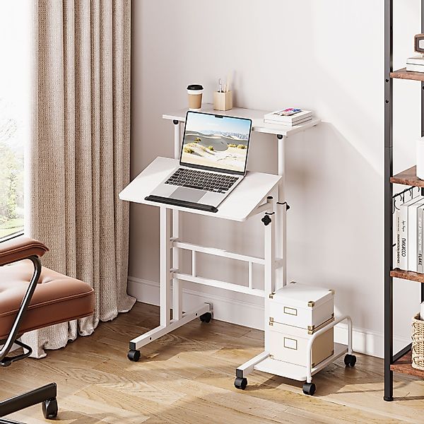 OUNUO Schreibtisch Laptoptisch Höhenverstellbar mit Rollen günstig online kaufen
