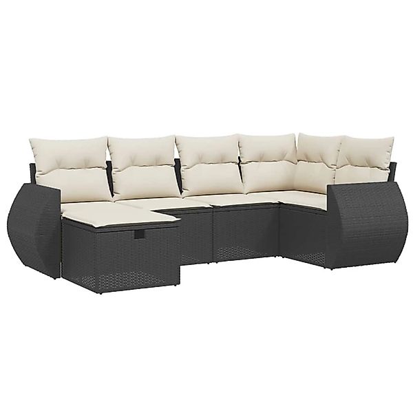 vidaXL 6-tlg Garten-Sofagarnitur mit Kissen Schwarz Poly Rattan Modell 128 günstig online kaufen