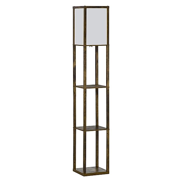 HOMCOM Stehlampe MDF L26 x B26 x H160 cm Rustikal-Braun Weiß günstig online kaufen